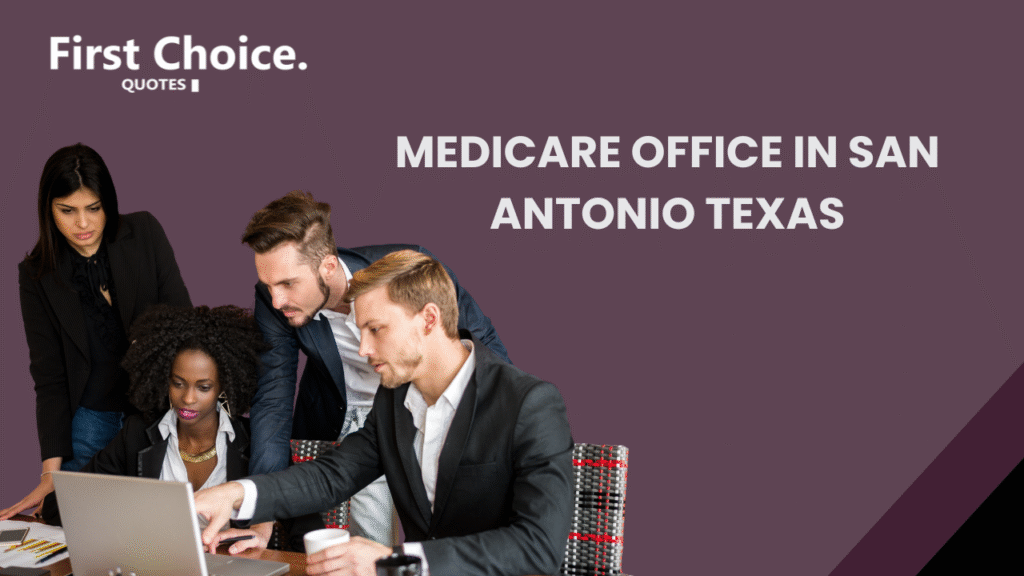 Medicare office team in San Antonio, Texas discussing client health coverage options.