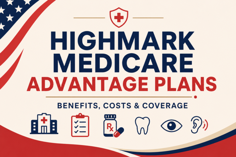 Highmark Medicare Advantage Plans benefits, costs and coverage guide with hospital, prescription, dental, vision and hearing icons
